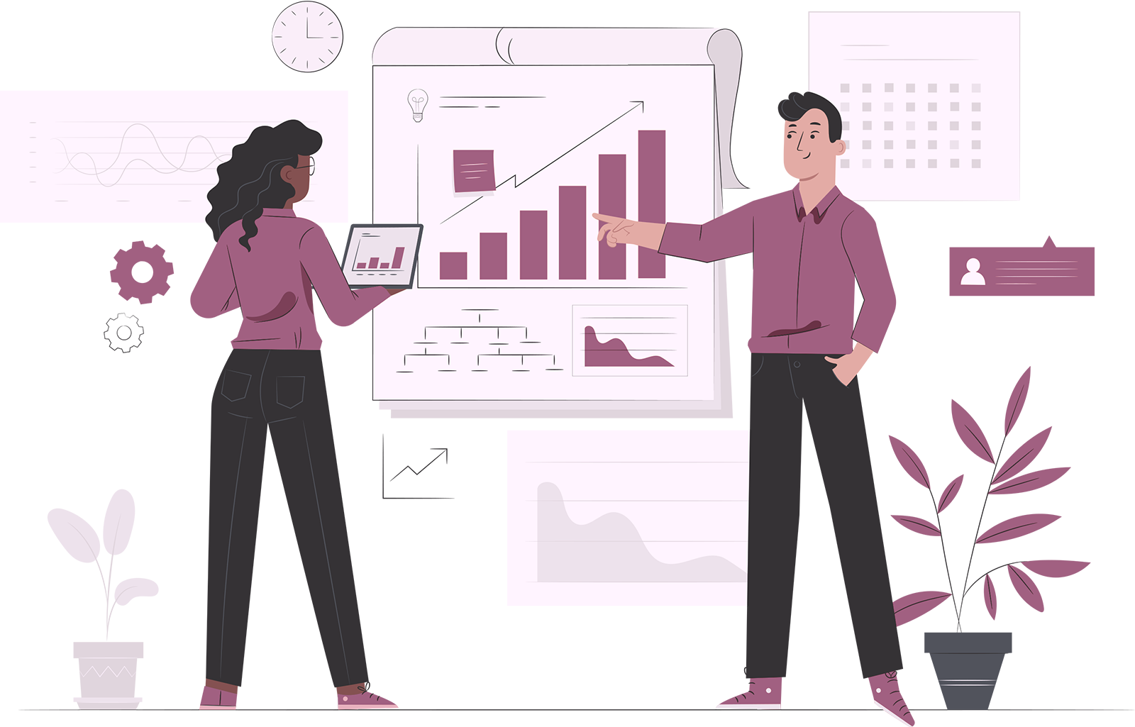 investigadores analizando gráficos y datos para la codificación y análisis de datos cuantitativos en una investigación