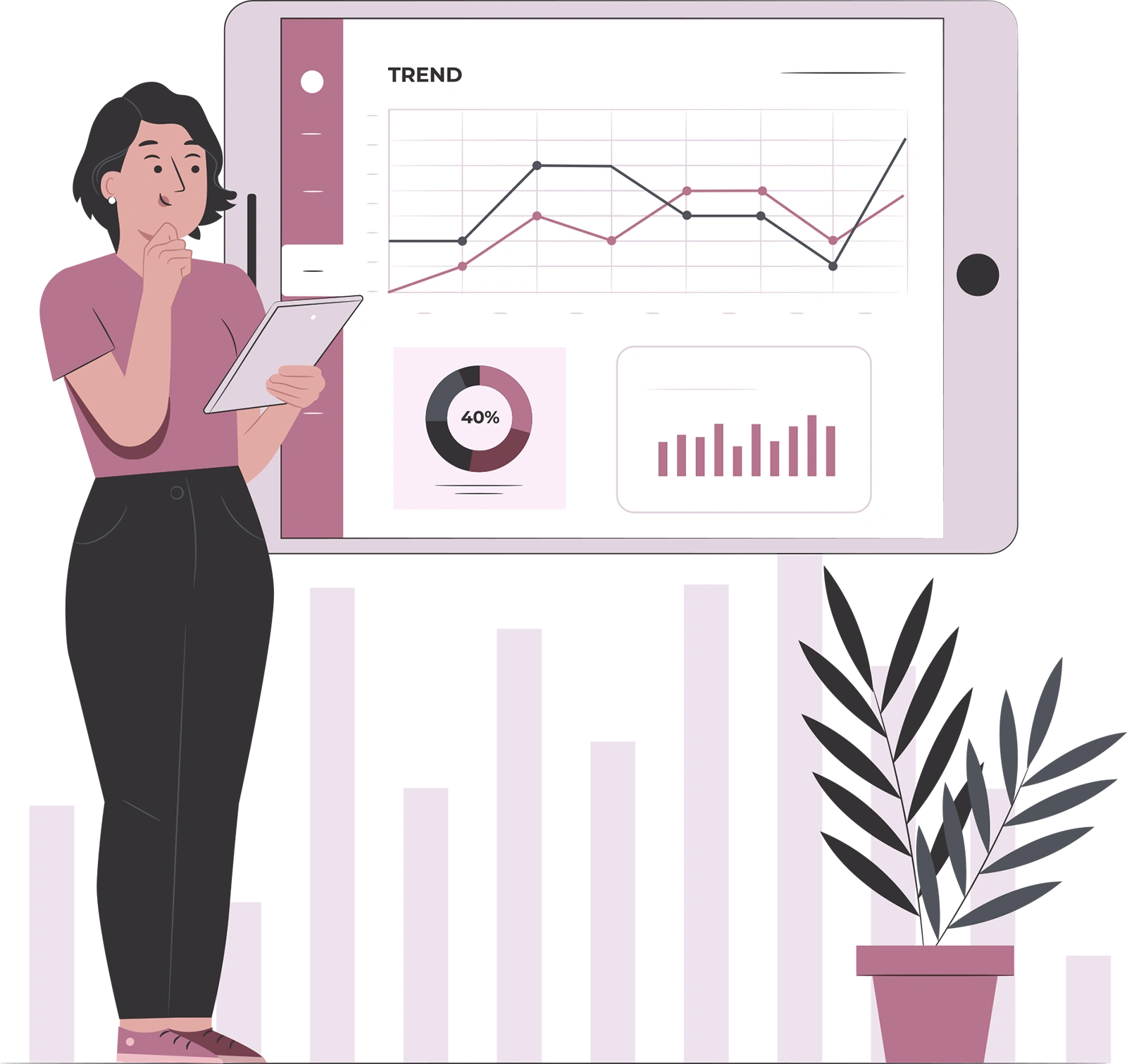 persona observando gráficos en una tablet como representación de SPSS para análisis de datos