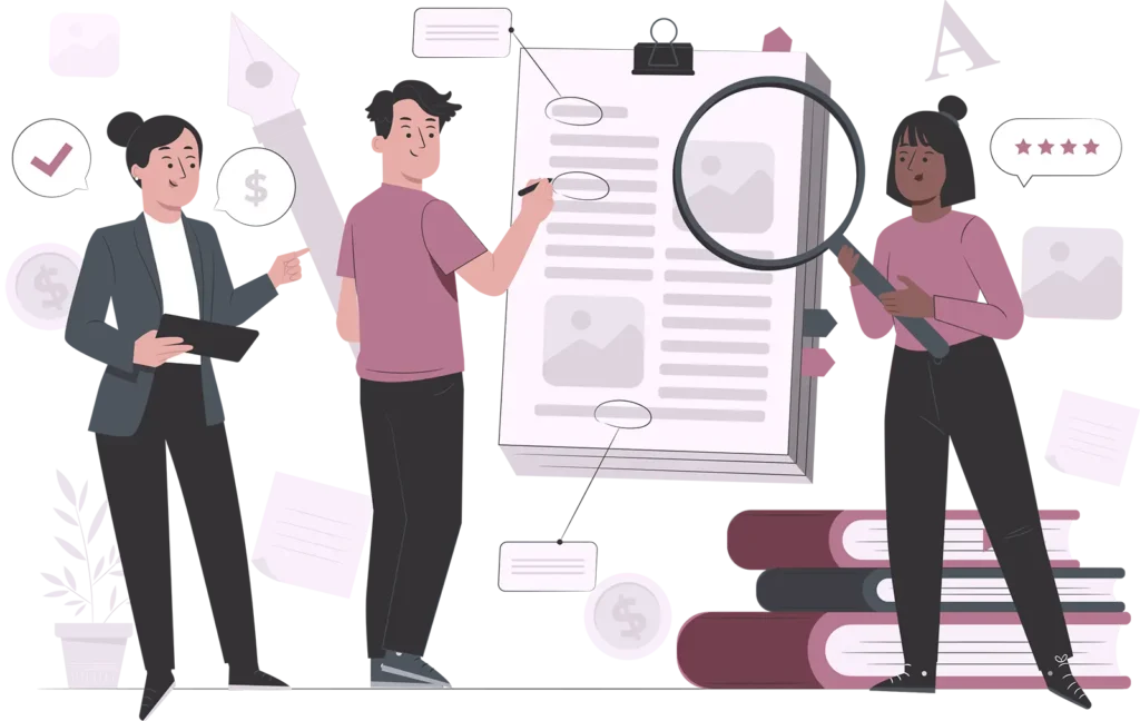 persona revisando y corrigiendo un documento académico durante la corrección de tesis