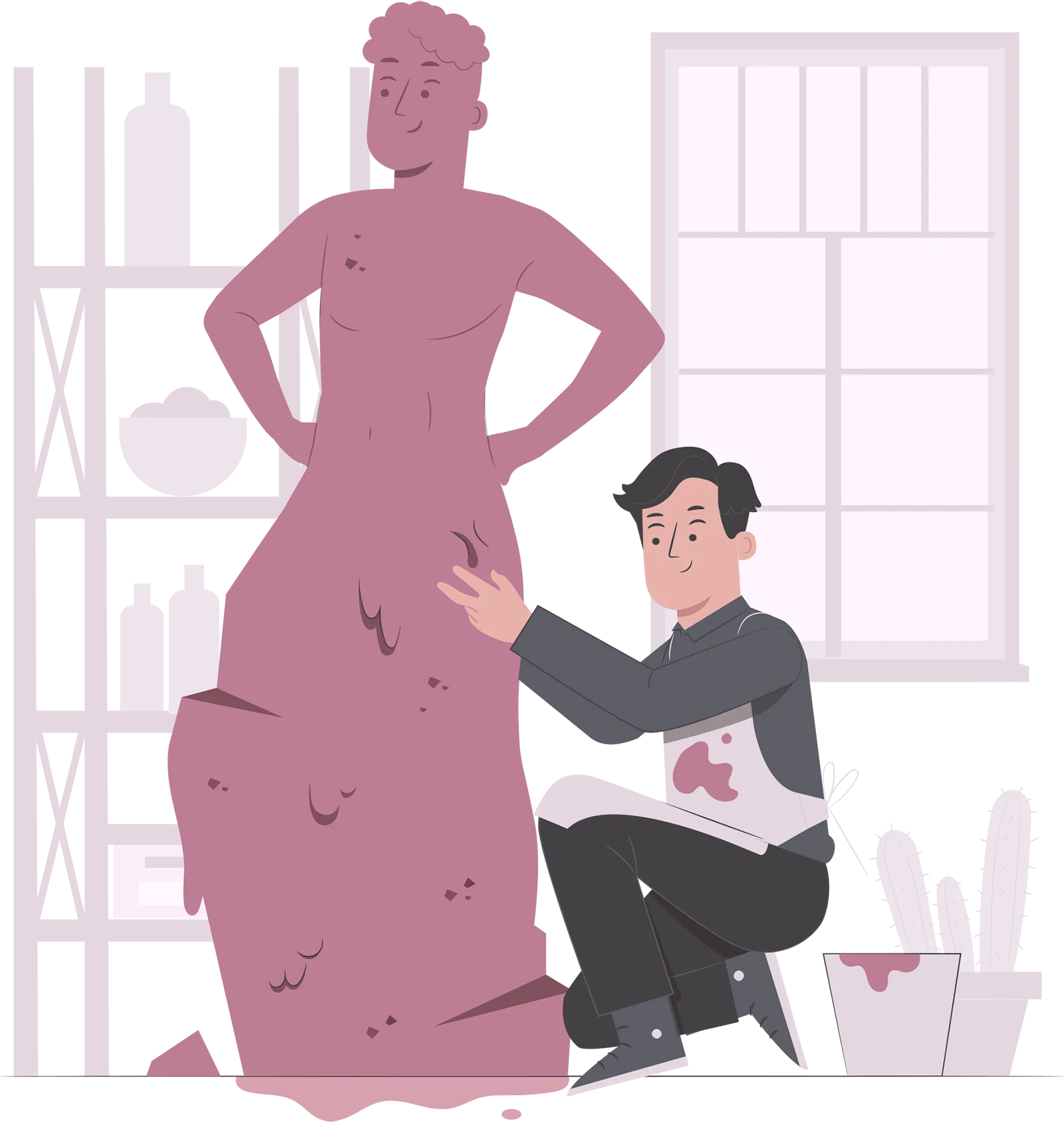 persona esculpiendo una estatua como representación del estado del arte